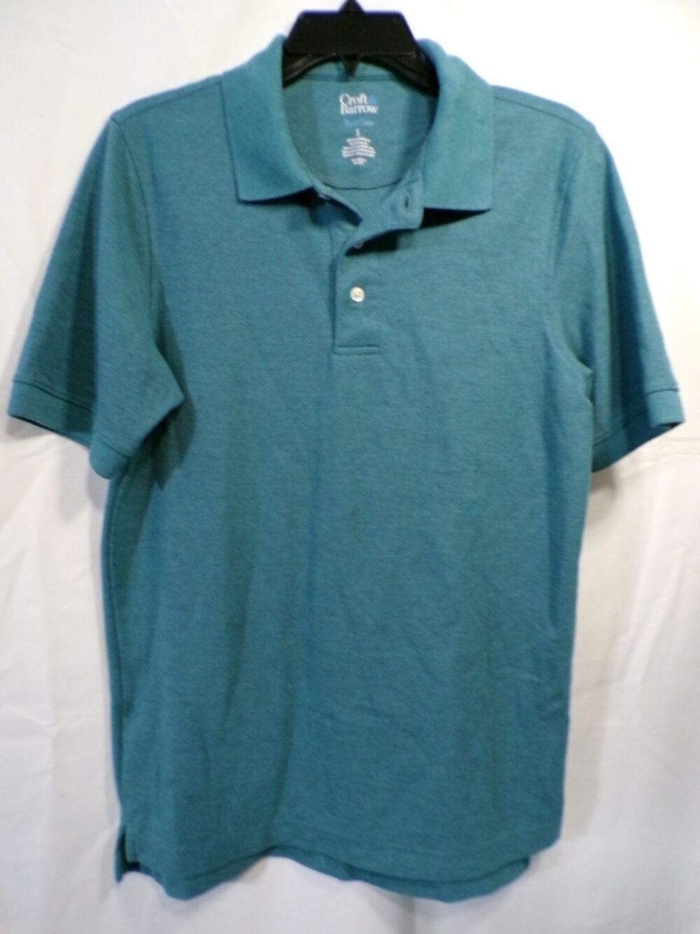 Croft & Barrow Men’s Short Sleeve Polo Small Heathered Teal Easy Care